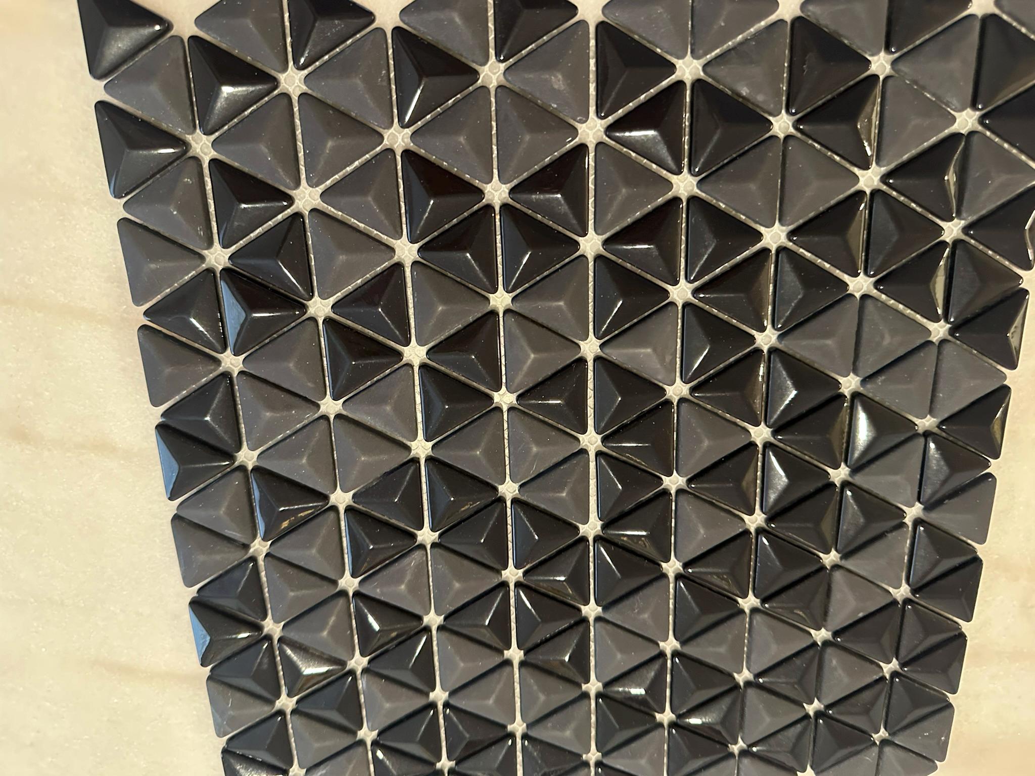 3D Black Triangle Matte and Glossy Mixed Mosaic Glass