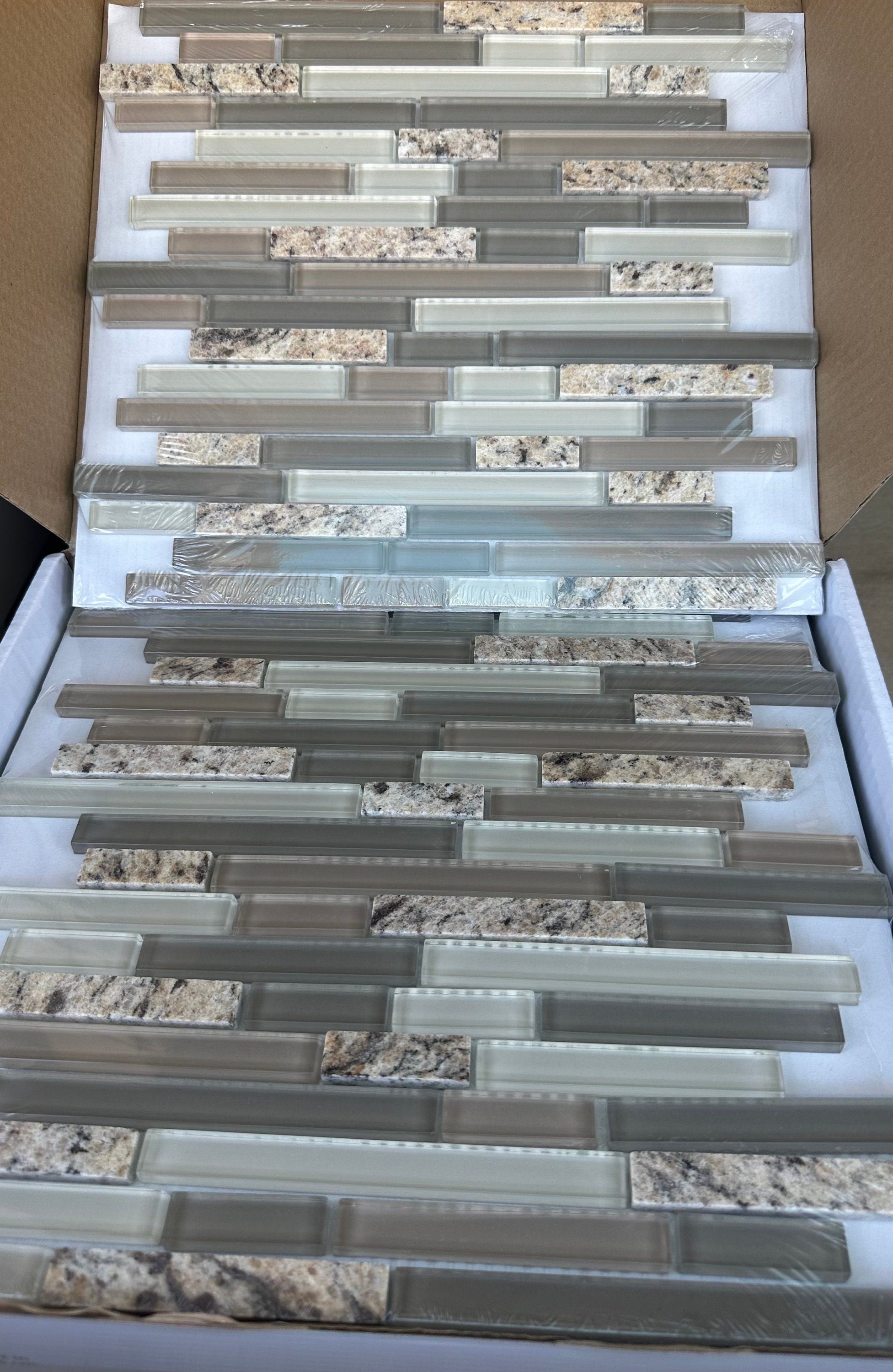 Desert Gold Granite Stone & Glass Mix Mosaic