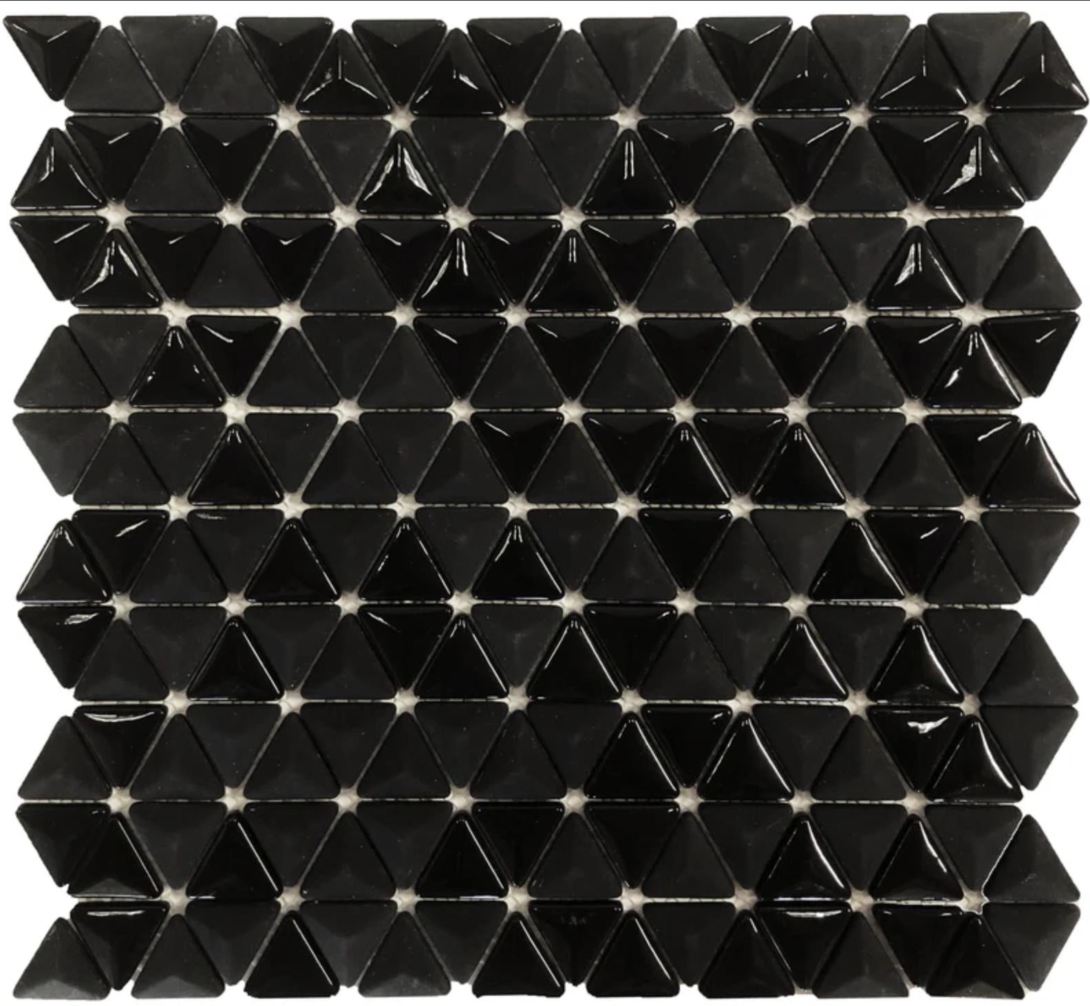 3D Black Triangle Matte and Glossy Mixed Mosaic Glass