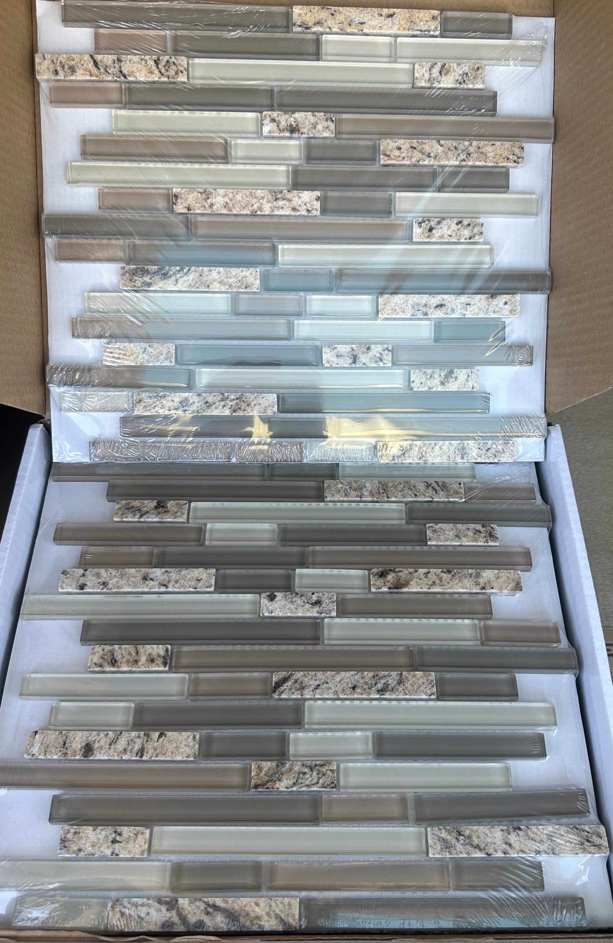 Desert Gold Granite Stone & Glass Mix Mosaic