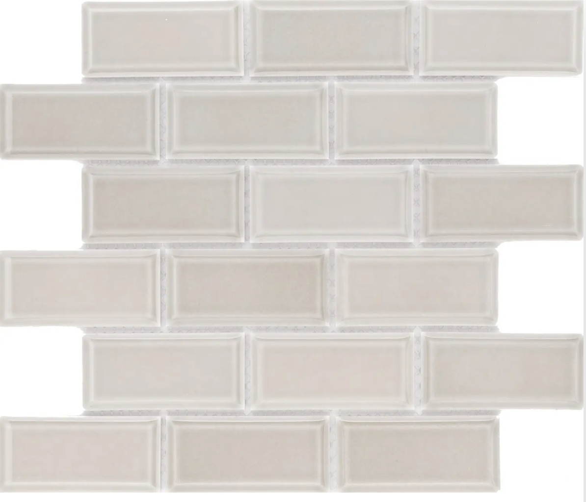 2"x4" Tender Grey Glossy Bevel Brick Mosaic