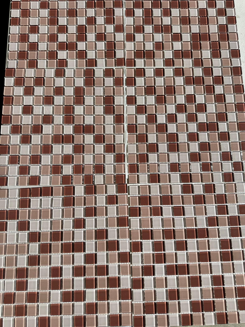 Light Pink Mixed Glass Mosaic 1x1 on a 12x12 Meshed sheet
