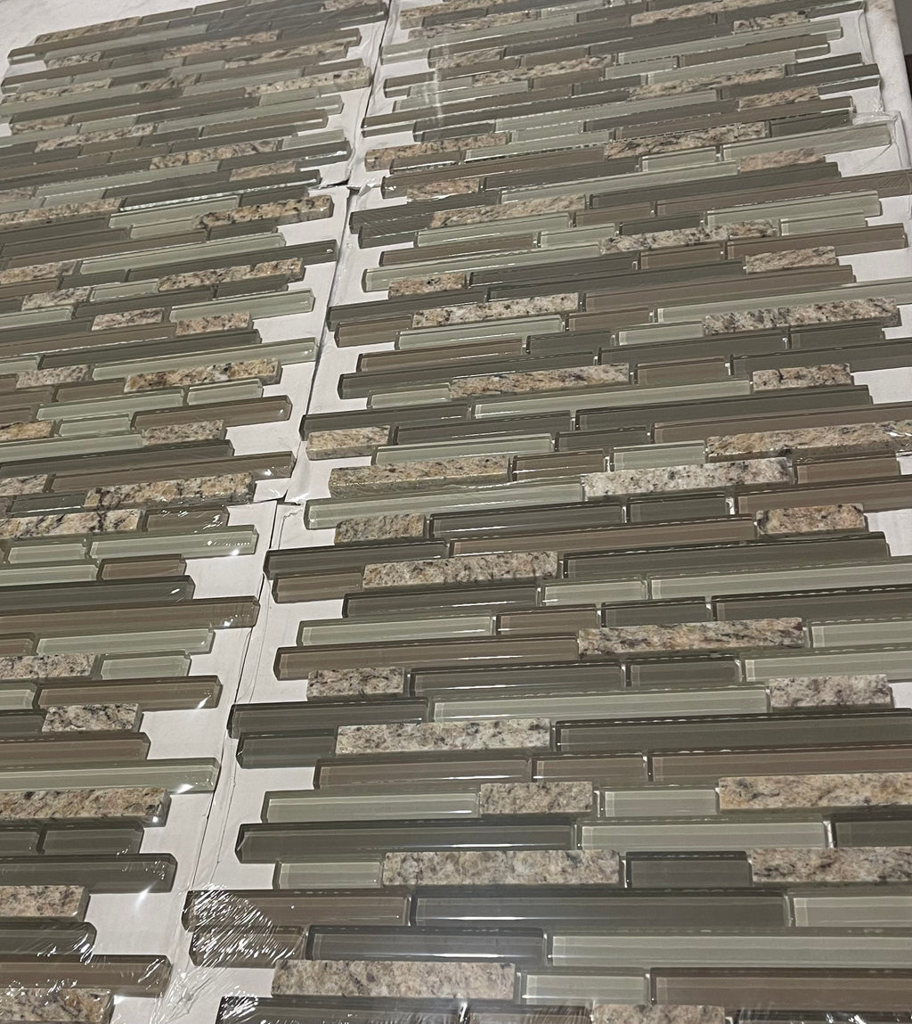 Desert Gold Granite Stone & Glass Mix Mosaic