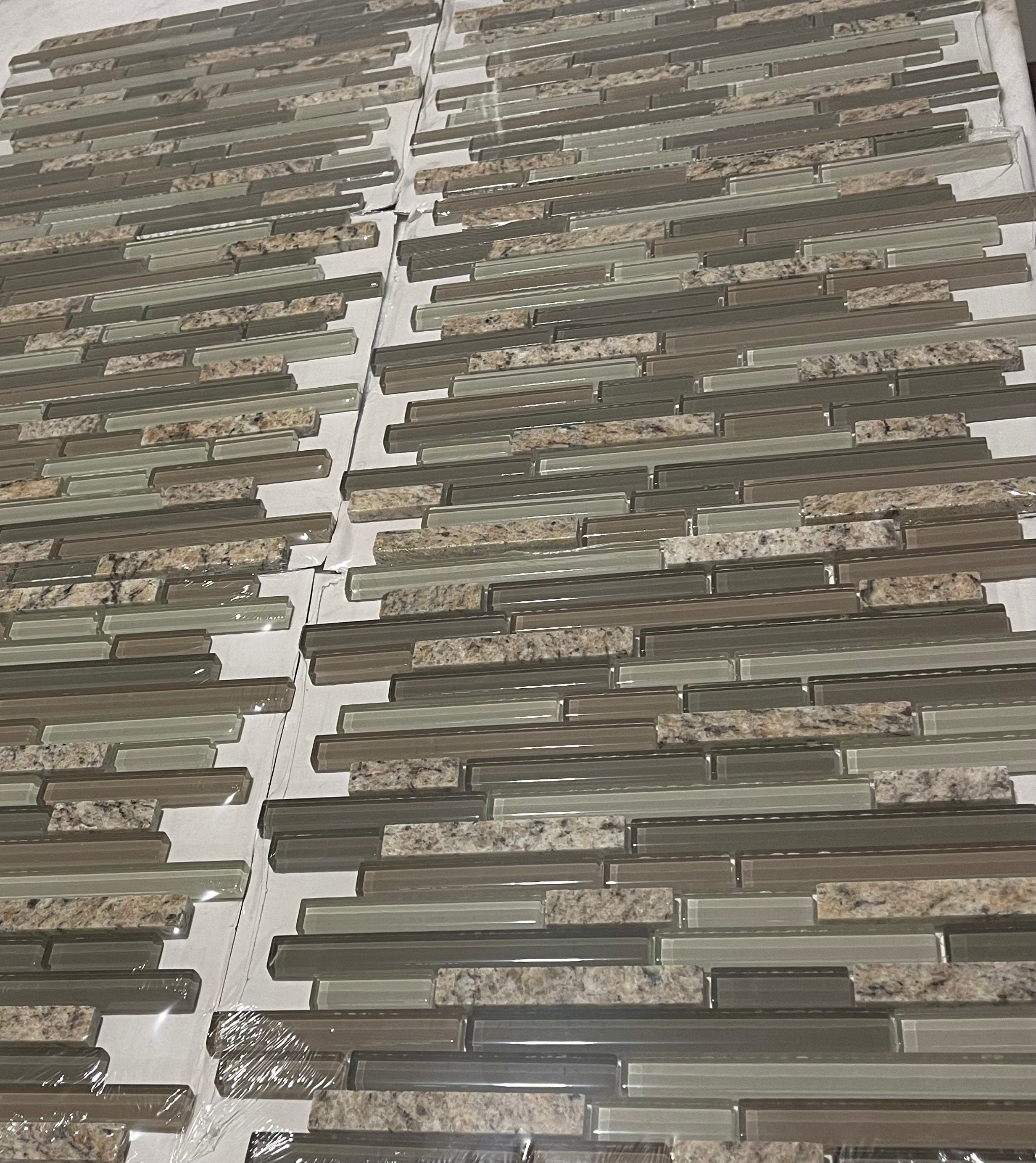 Desert Gold Granite Stone & Glass Mix Mosaic