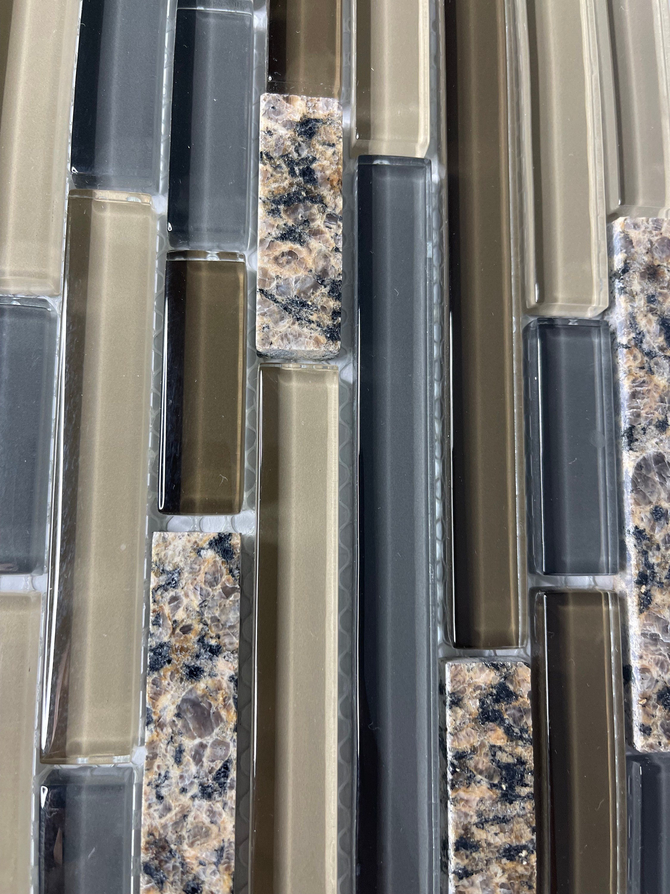 Tropical Brown Granite Stone & Glass Mix Mosaic