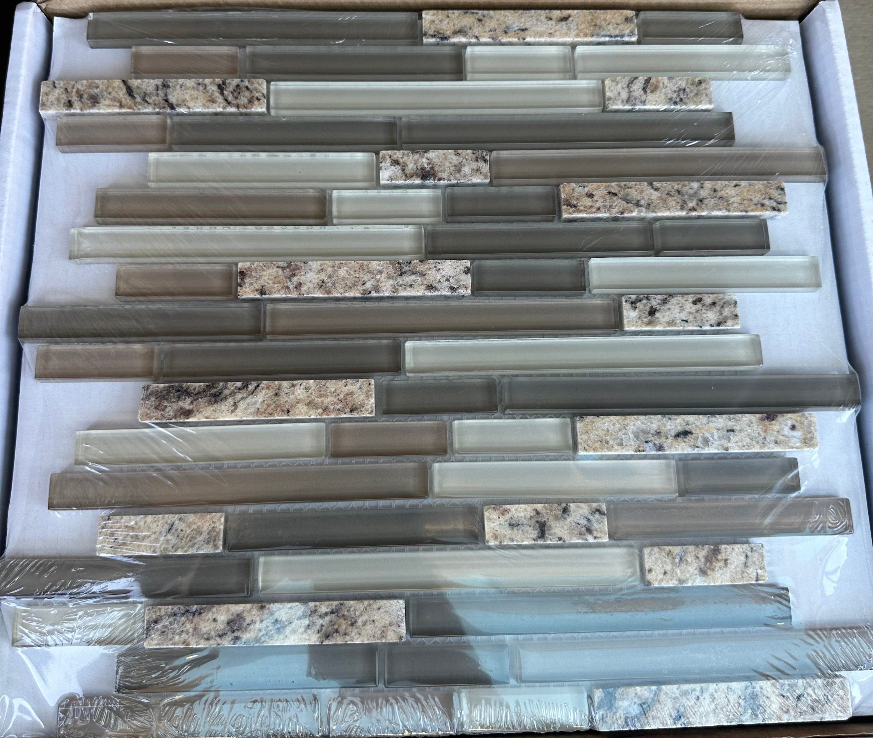 Desert Gold Granite Stone & Glass Mix Mosaic