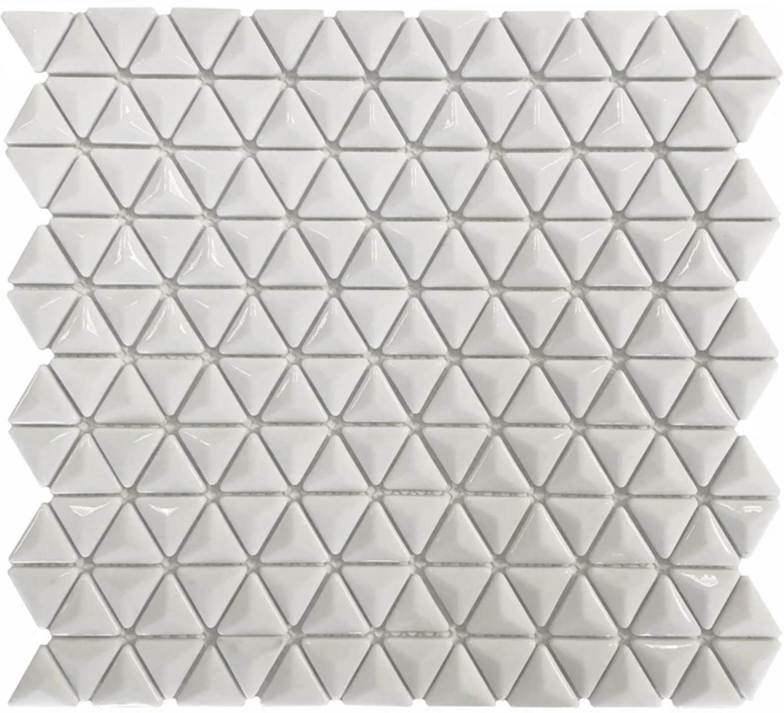 3D White Triangle Matte and Glossy Mixed Mosaic Glass