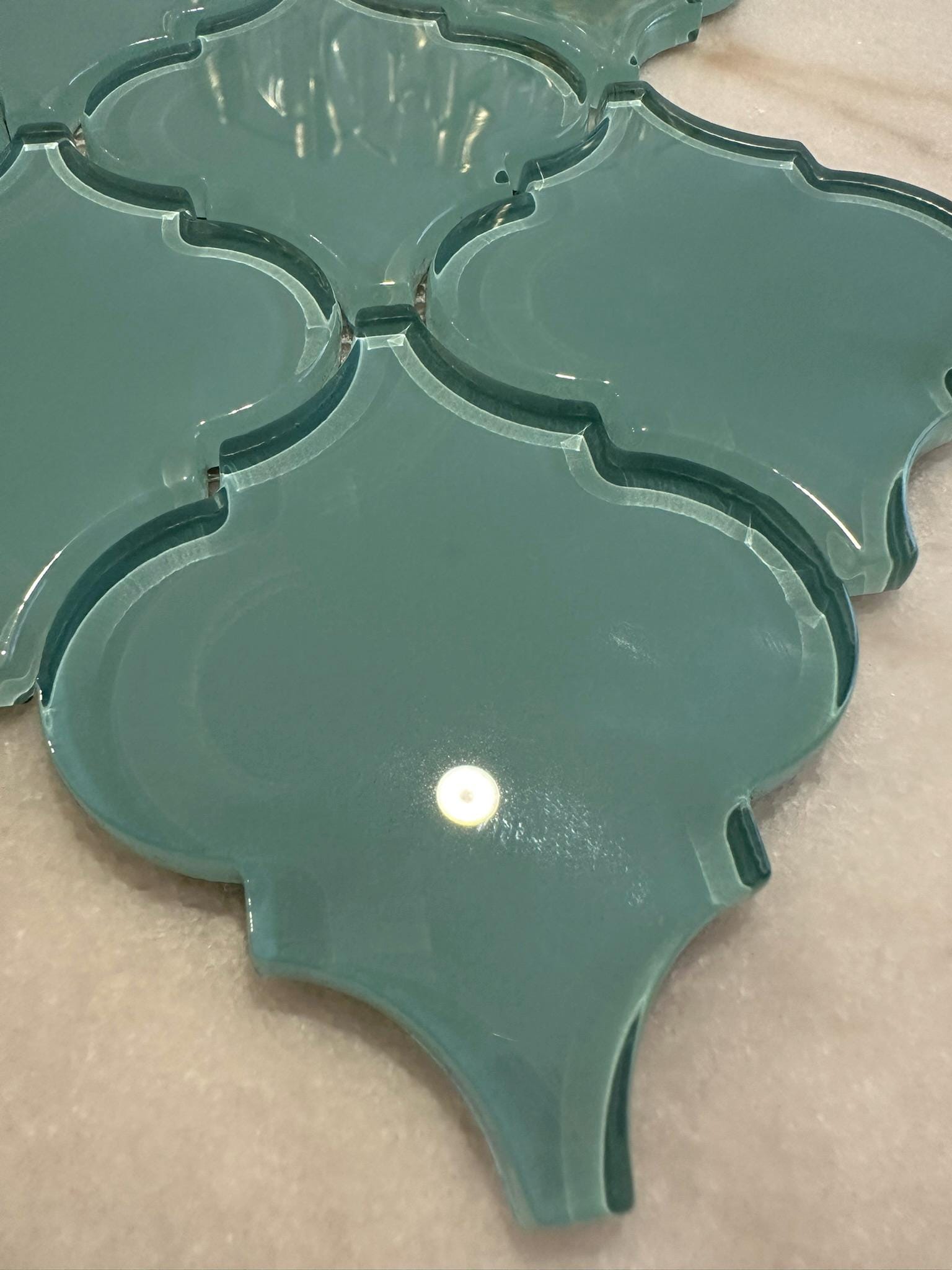 Aqua Arabesque Glossy Glass Mosaic 9"x13"