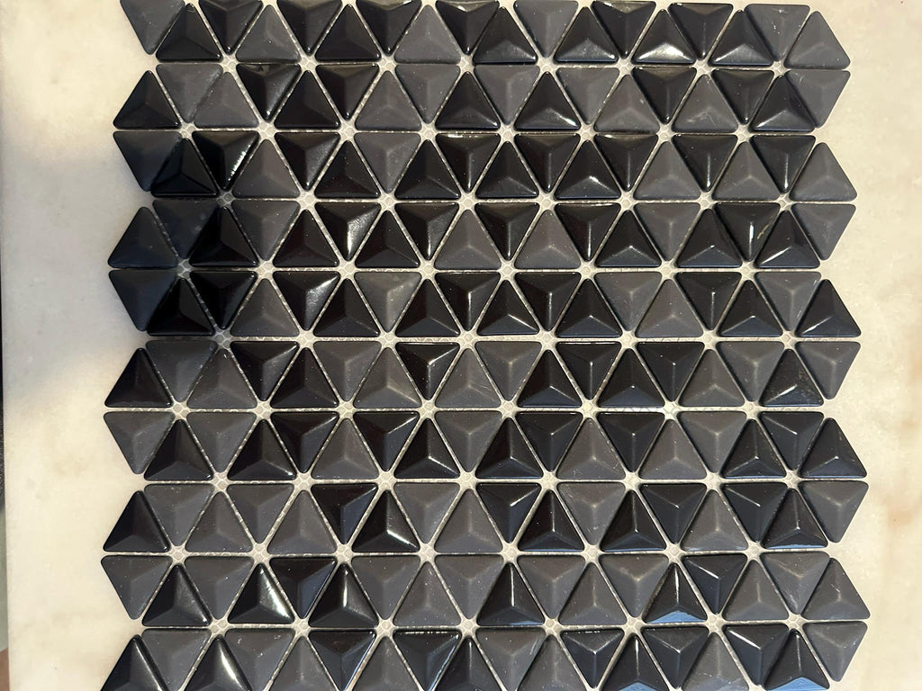 3D Black Triangle Matte and Glossy Mixed Mosaic Glass
