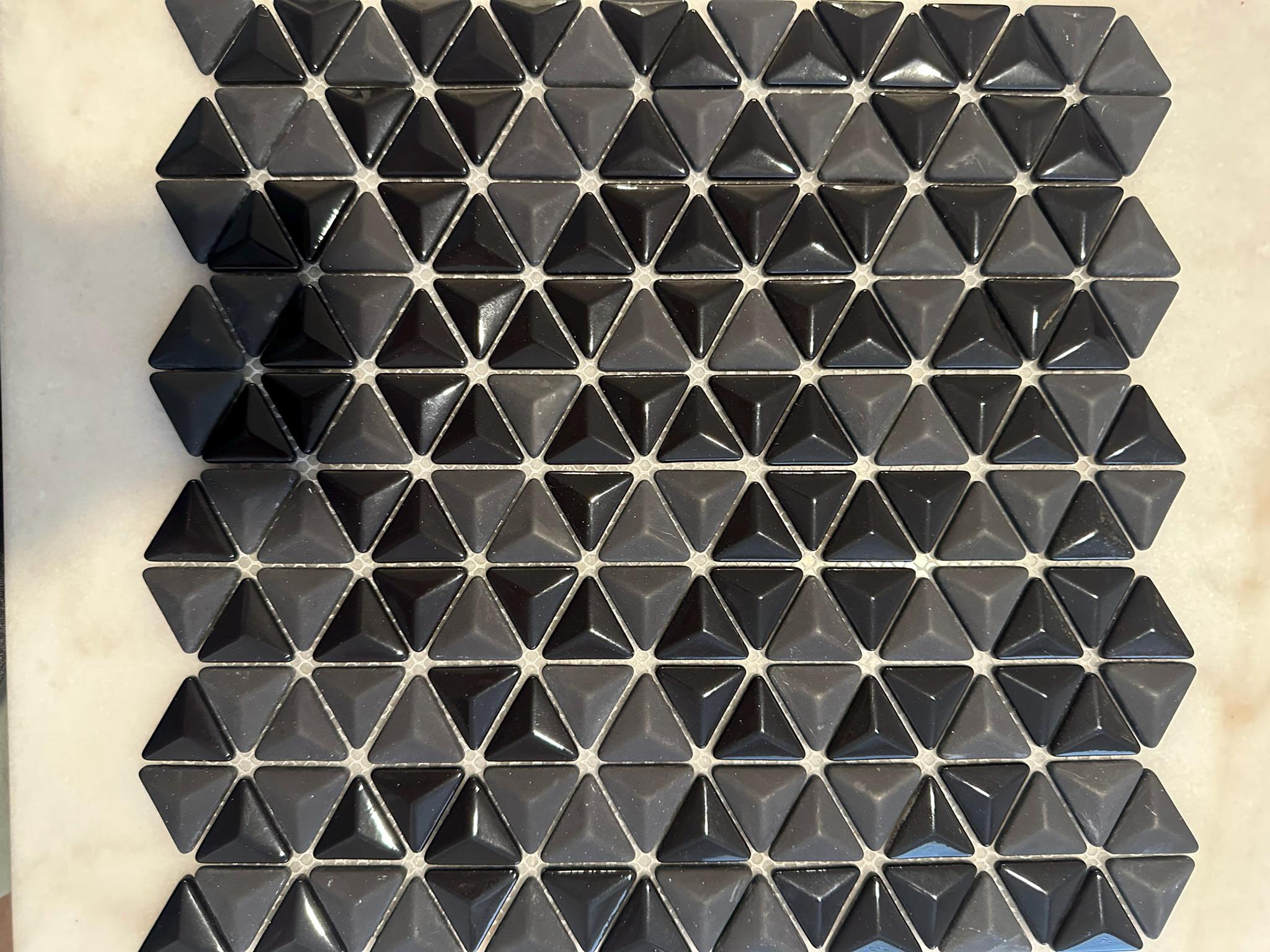 3D Black Triangle Matte and Glossy Mixed Mosaic Glass