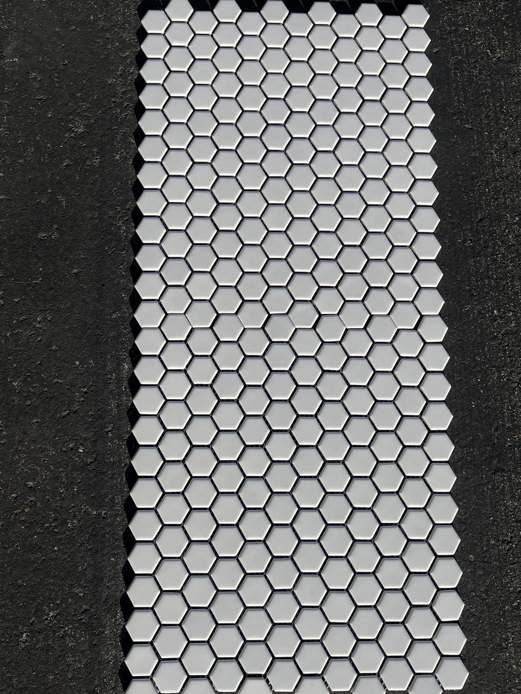 1” hex White Matte Porcelain Mosaic Meshed in 12”x10” sheet