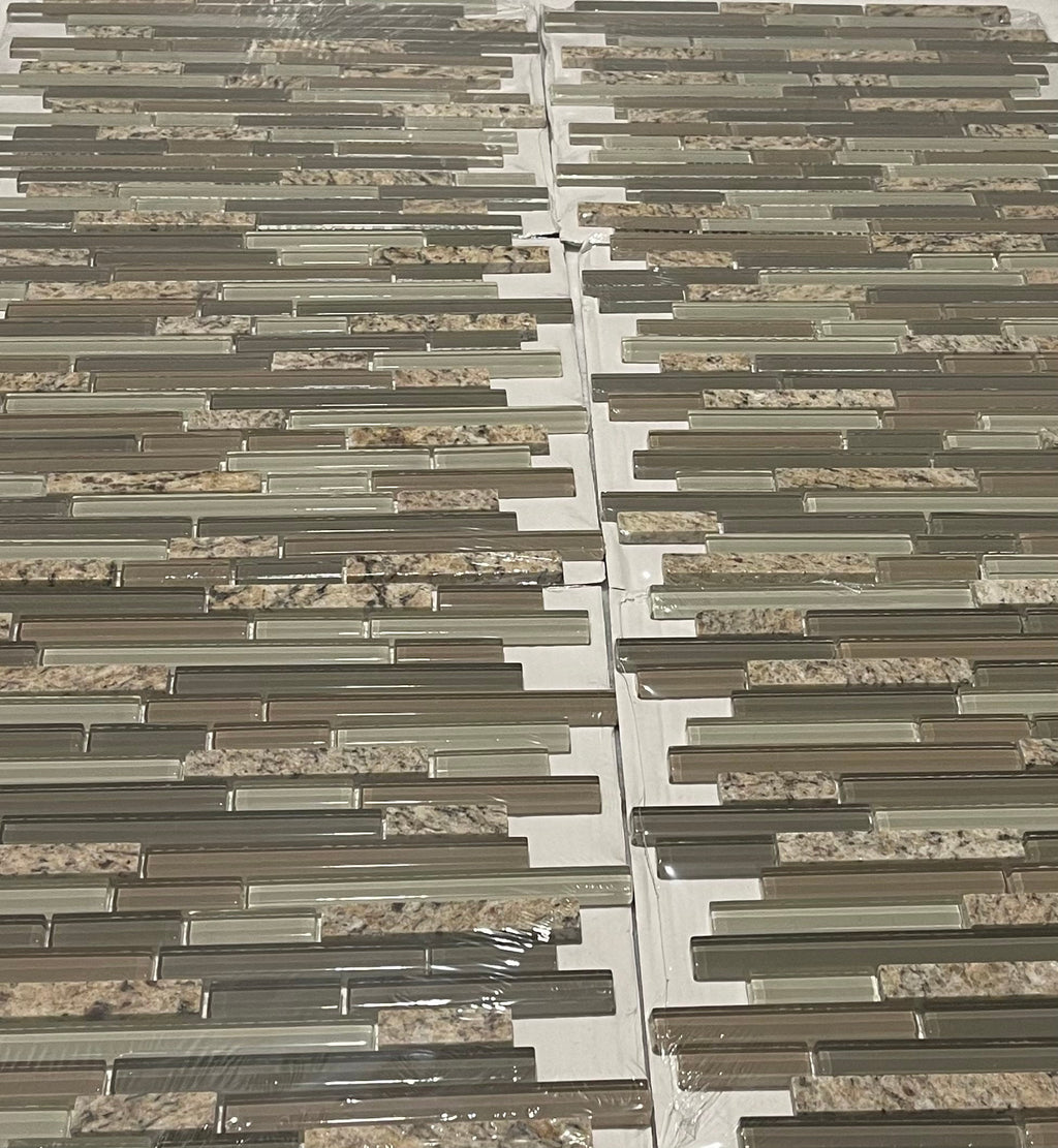 Desert Gold Granite Stone & Glass Mix Mosaic