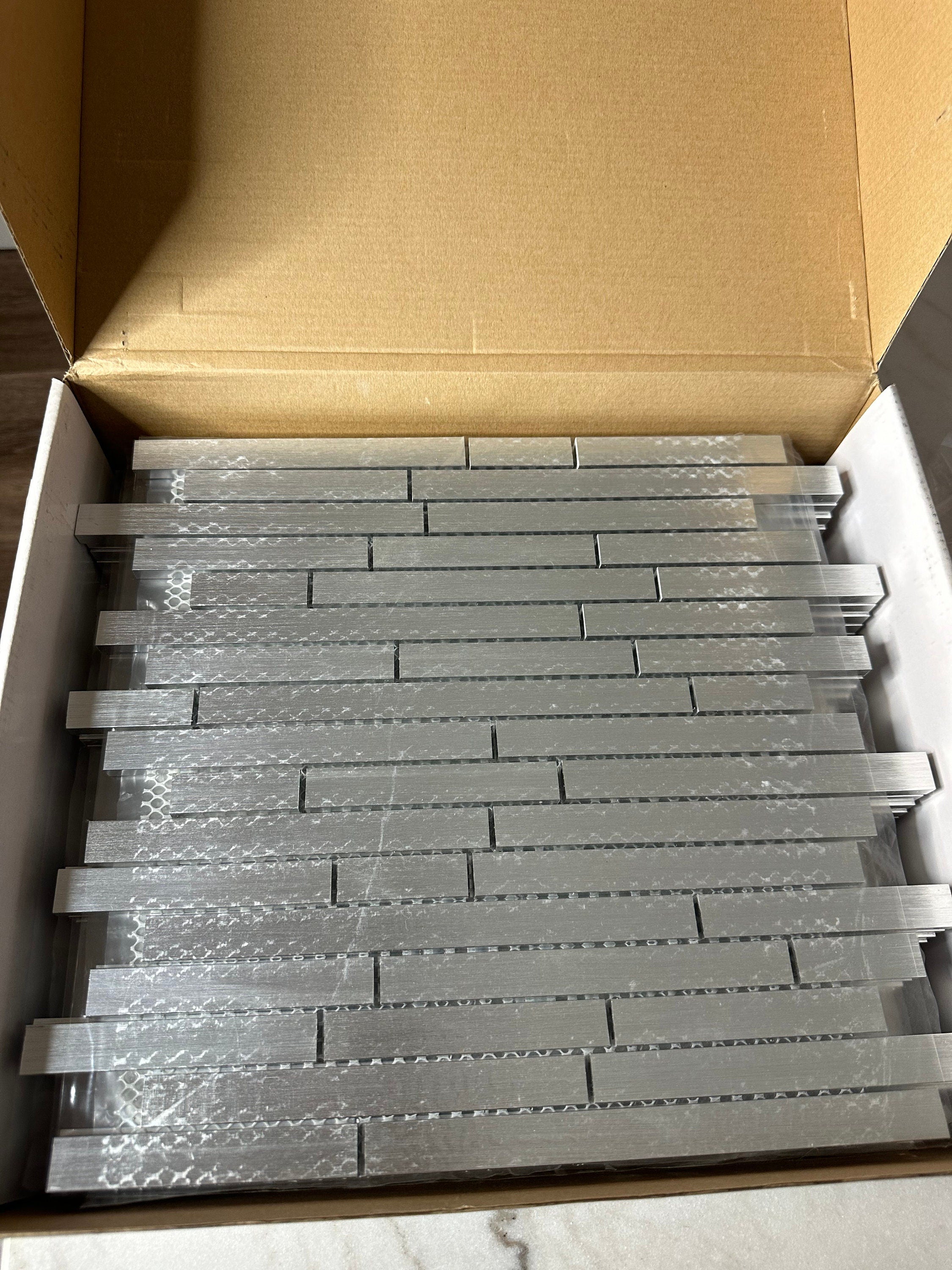 Aluminum Metal Mosaic Tile 12x14 brushed