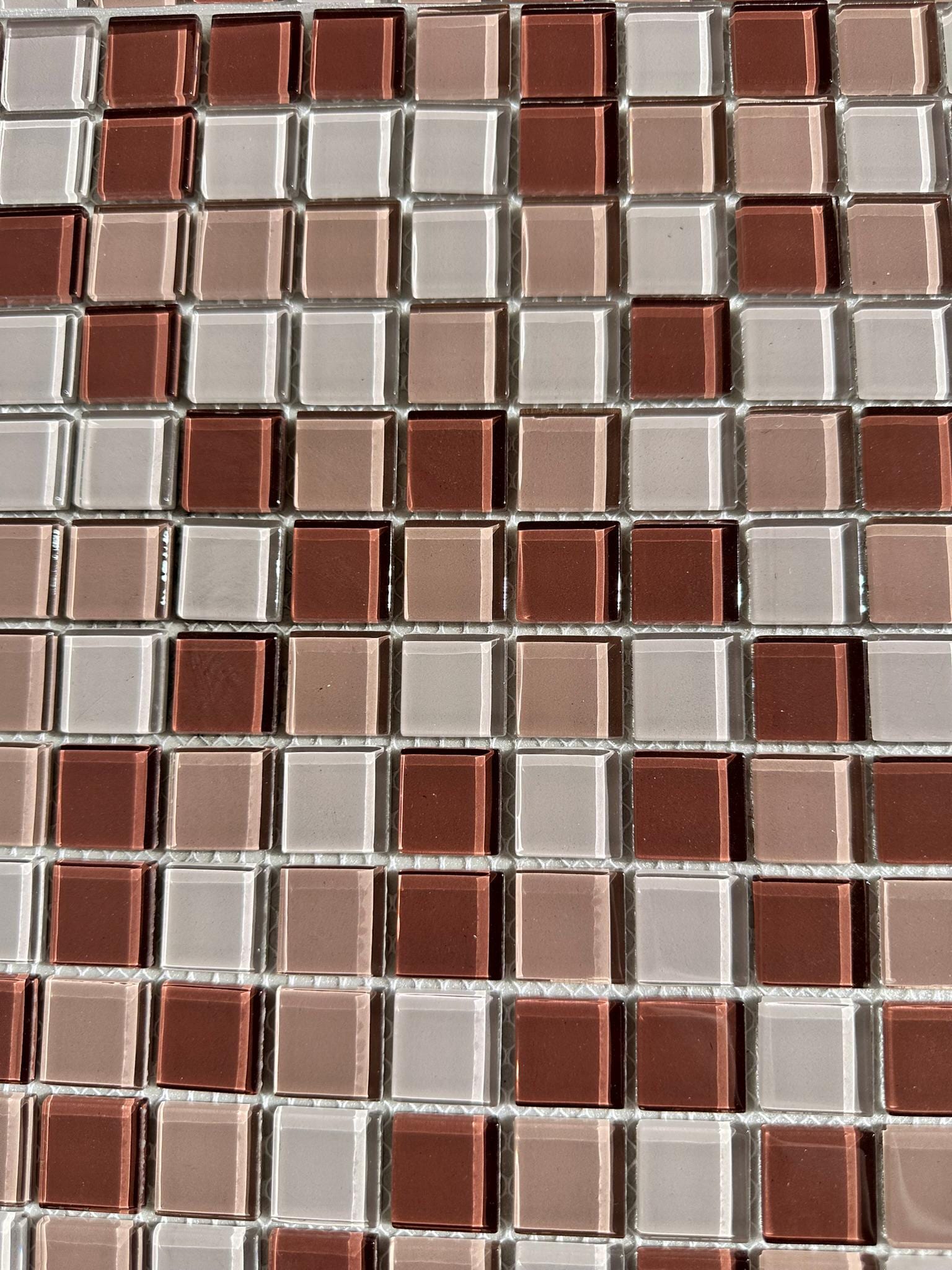 Light Pink Mixed Glass Mosaic 1x1 on a 12x12 Meshed sheet