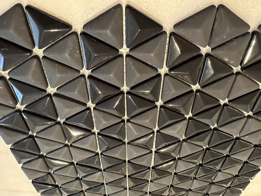 3D Black Triangle Matte and Glossy Mixed Mosaic Glass