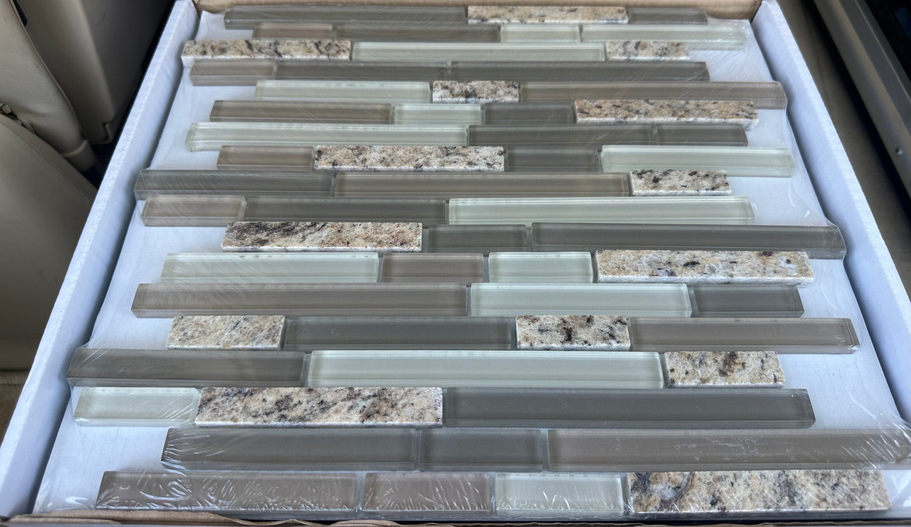 Desert Gold Granite Stone & Glass Mix Mosaic