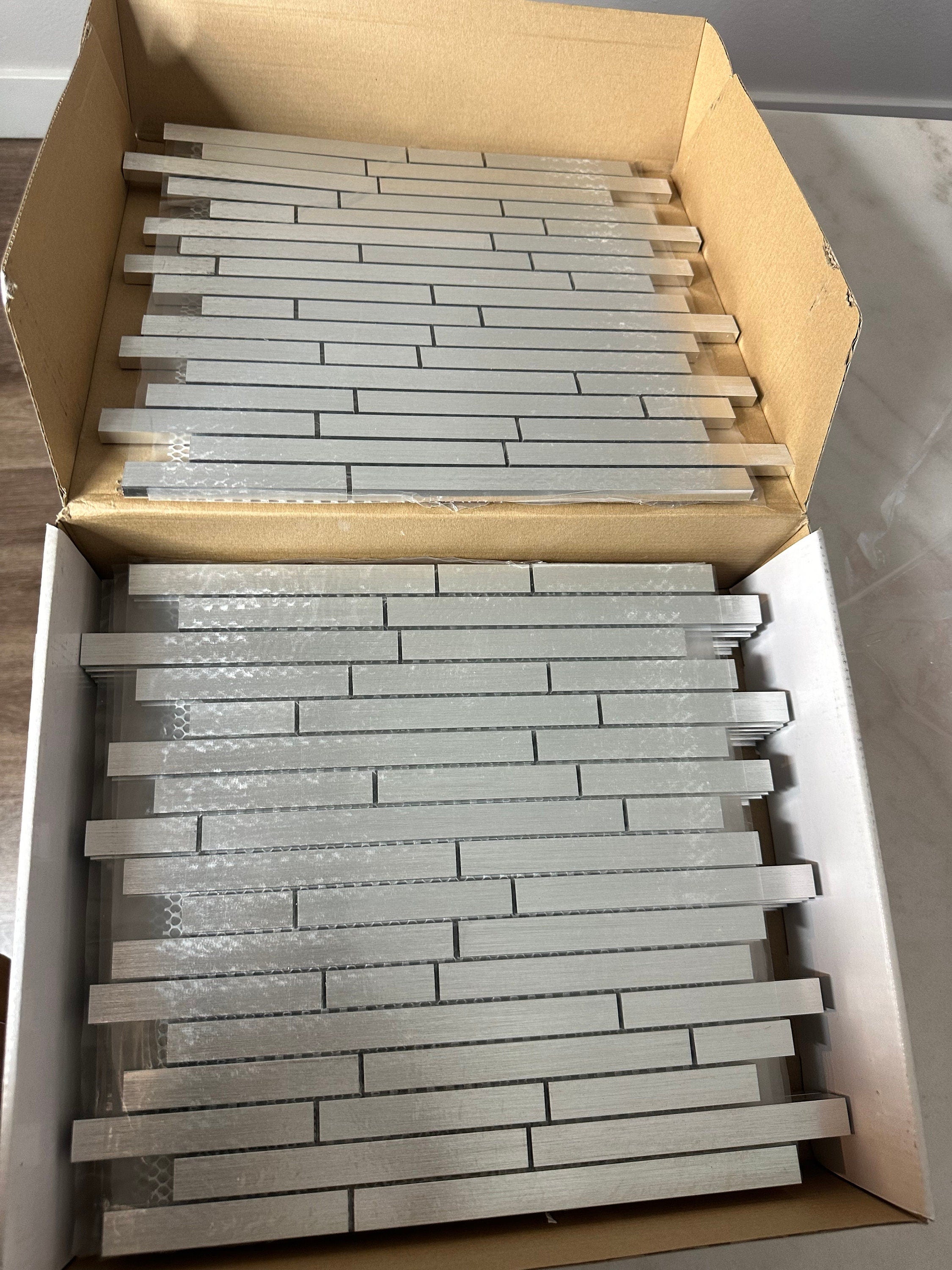 Aluminum Metal Mosaic Tile 12x14 brushed