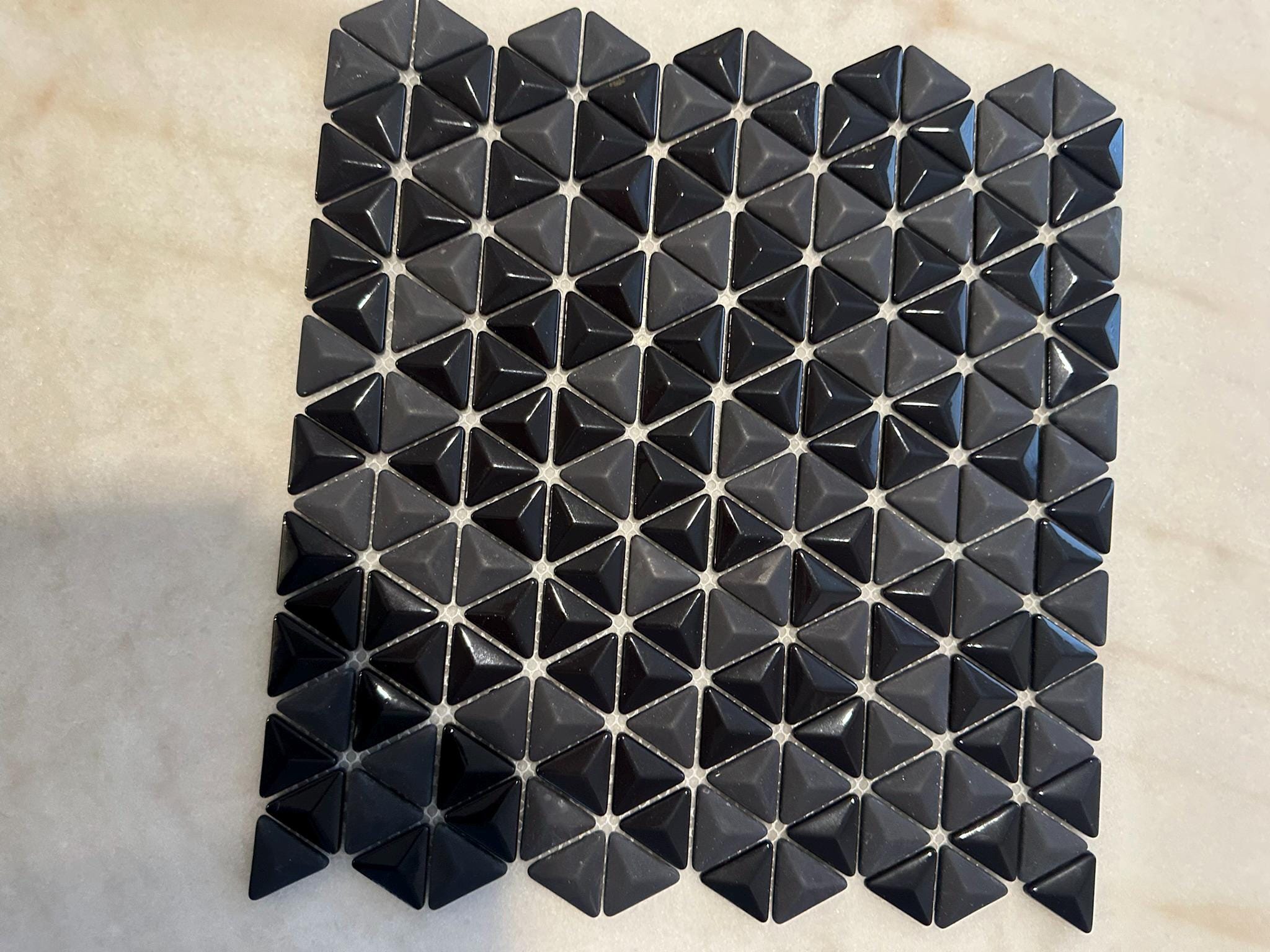 3D Black Triangle Matte and Glossy Mixed Mosaic Glass