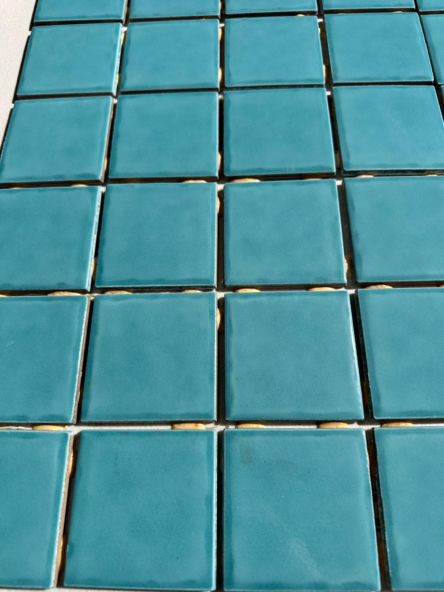 Teal Blue Glossy Pool Tile Porcelain Mosaic on 12x12 Sheet
