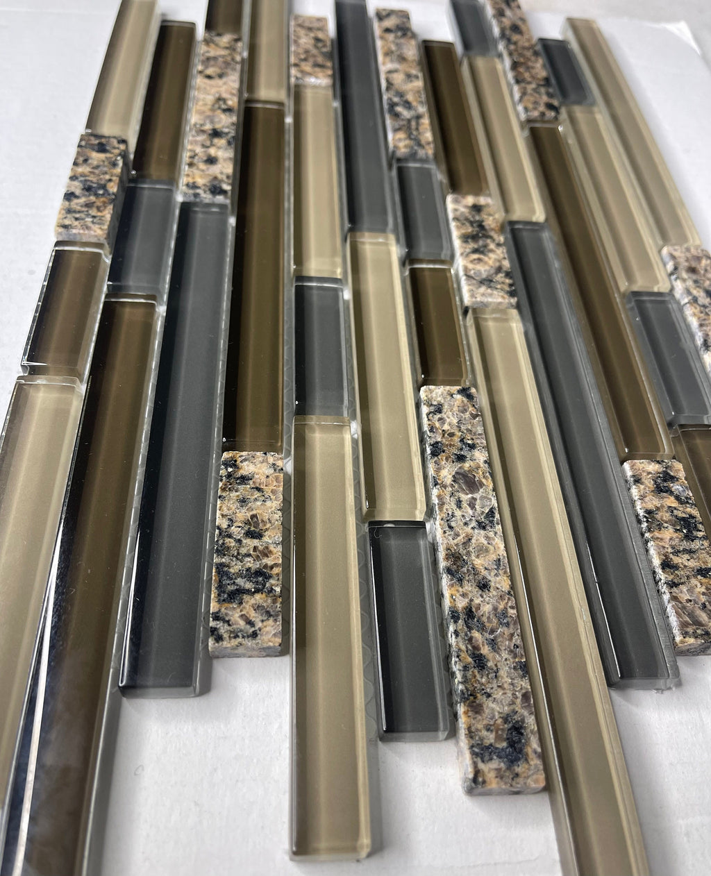 Tropical Brown Granite Stone & Glass Mix Mosaic