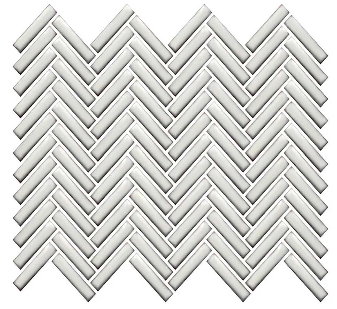 Antique White Glossy Herringbones Mosaic 12"x12"