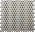 Cream Glossy Penny Round Mosaic 12"x12"