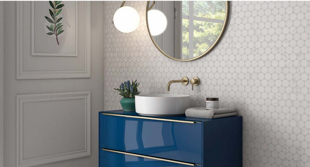 Rock White Statuary Dots Mosaic