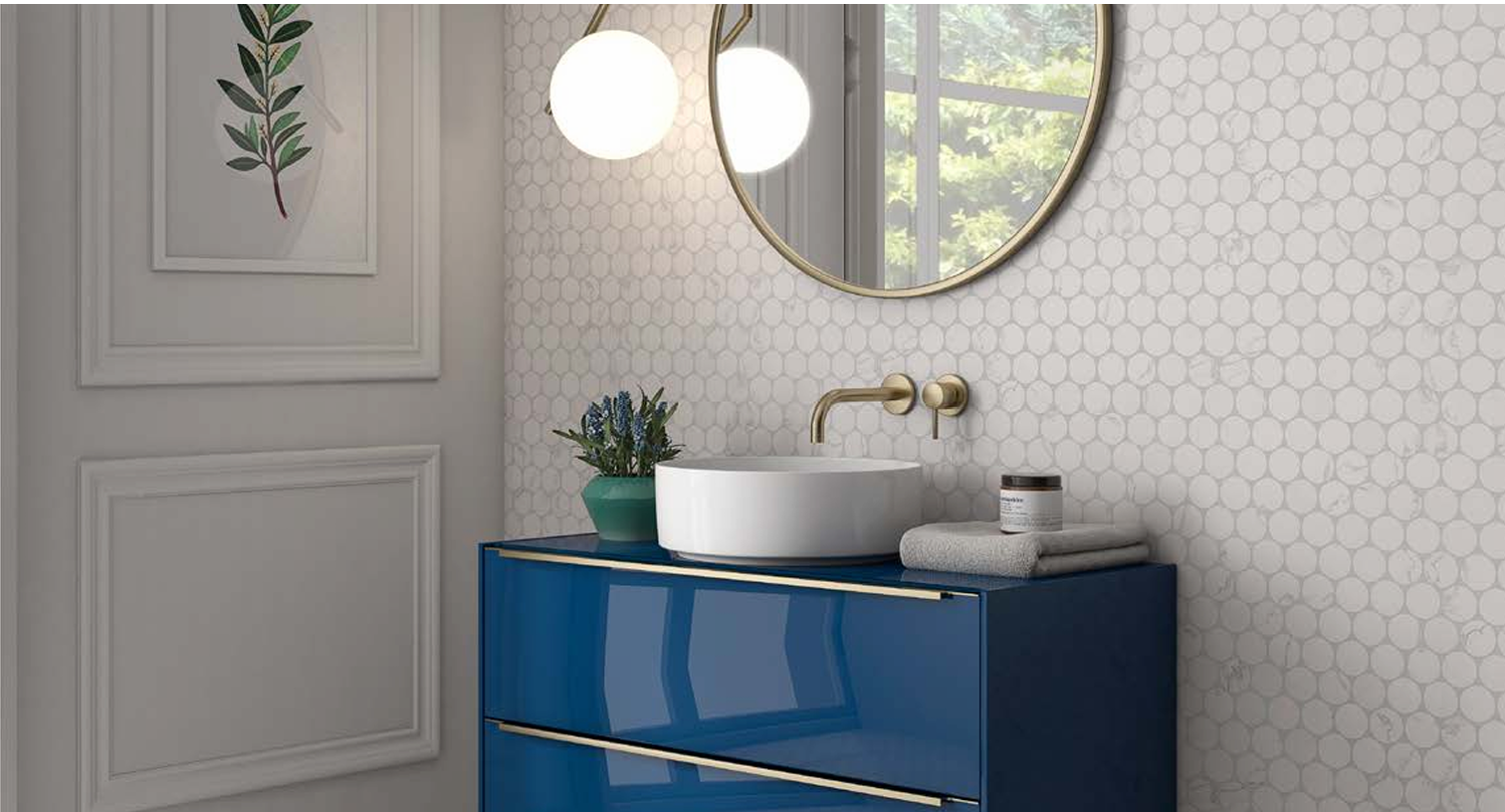 Rock White Statuary Dots Mosaic