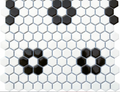 1" Black and White Flower Mosaic Matte