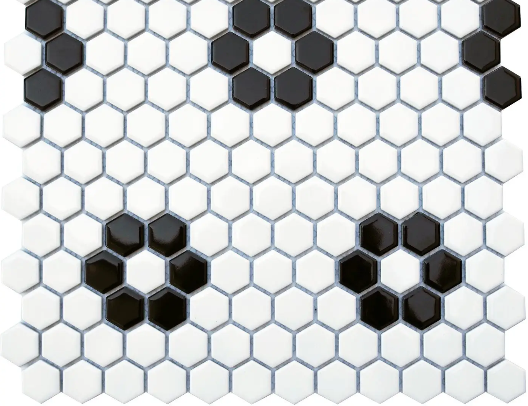 1" Black and White Flower Mosaic Matte