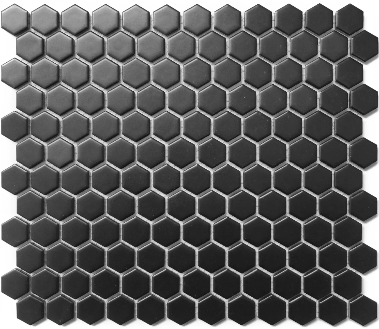 1" Black Hex Matte Mosaic
