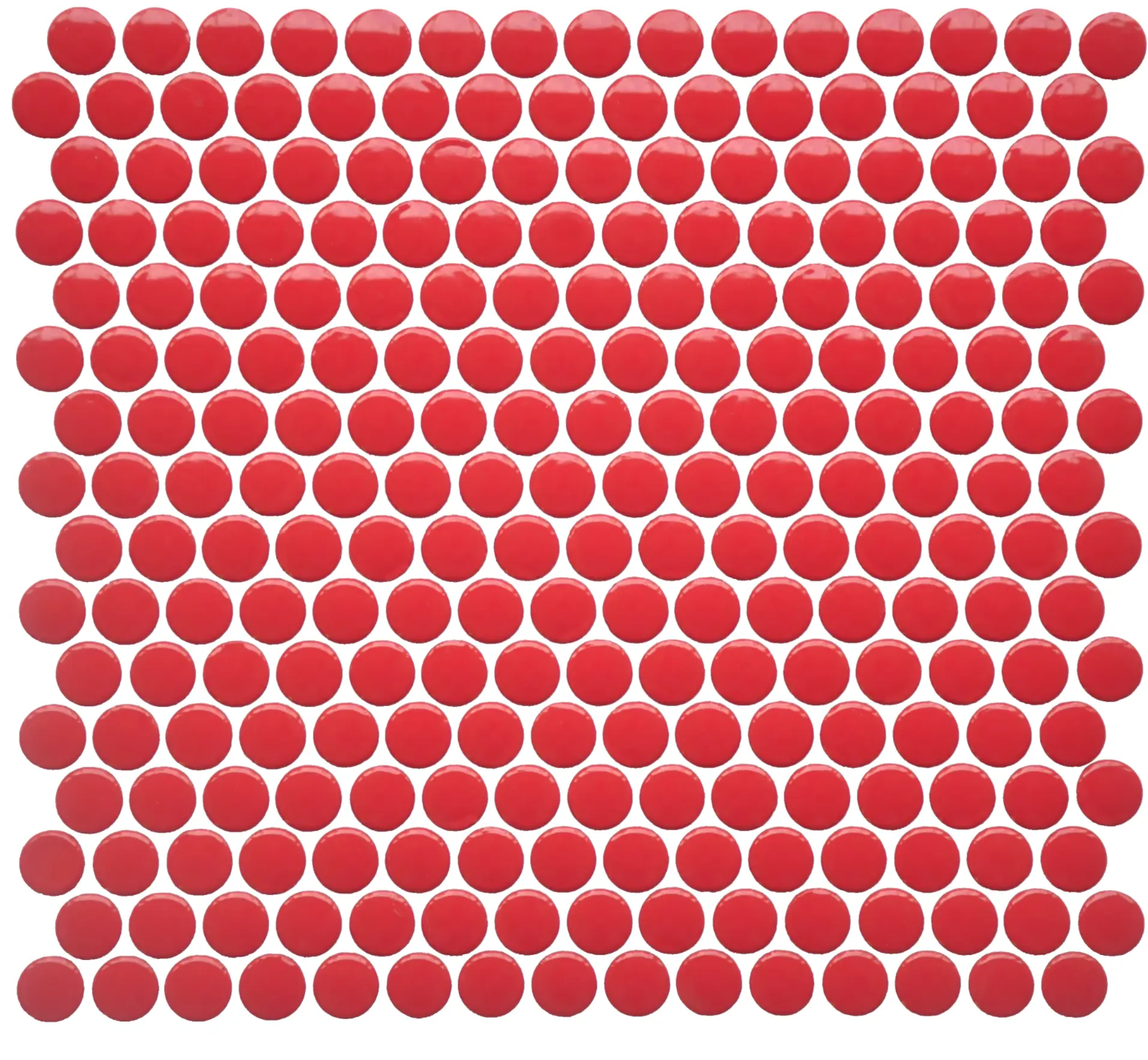 Red Penny Round Glossy Mosaic 12"x12"