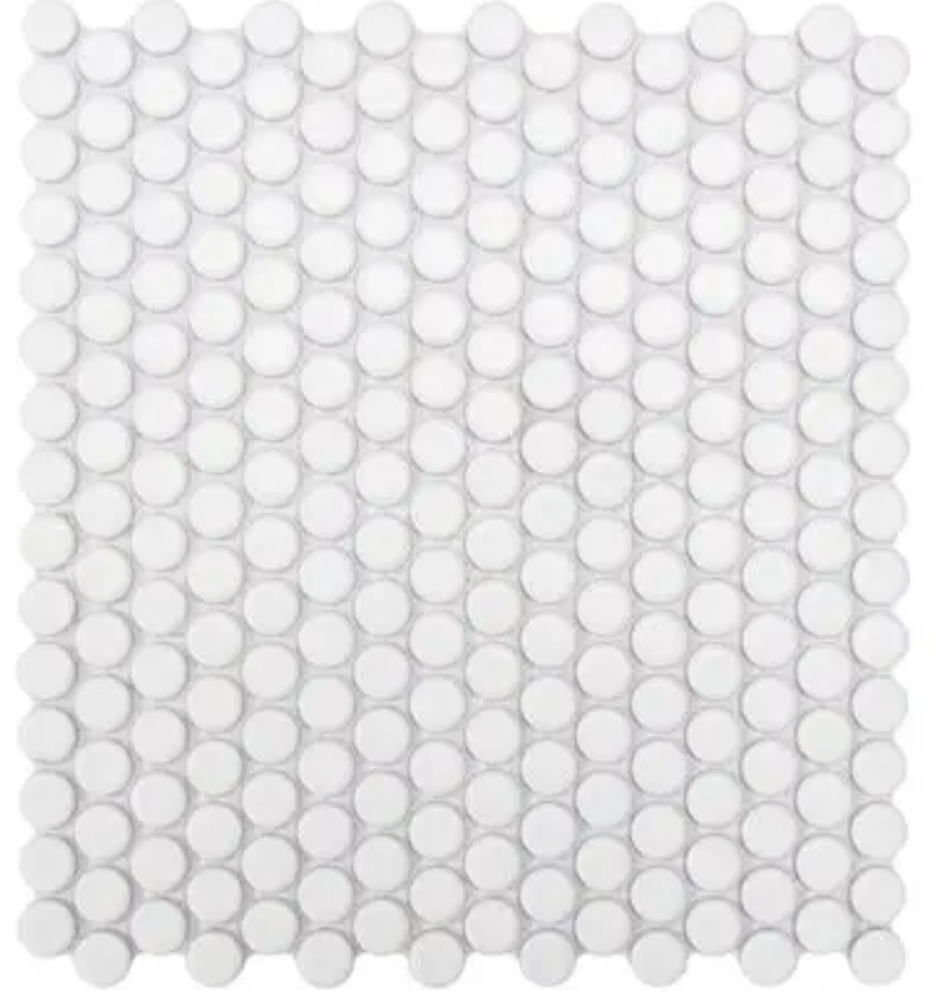 White Matte Penny Round Mosaic 12"x12"
