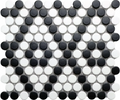 Black & White Matte Pattern Penny Round Mosaic 9"x10"