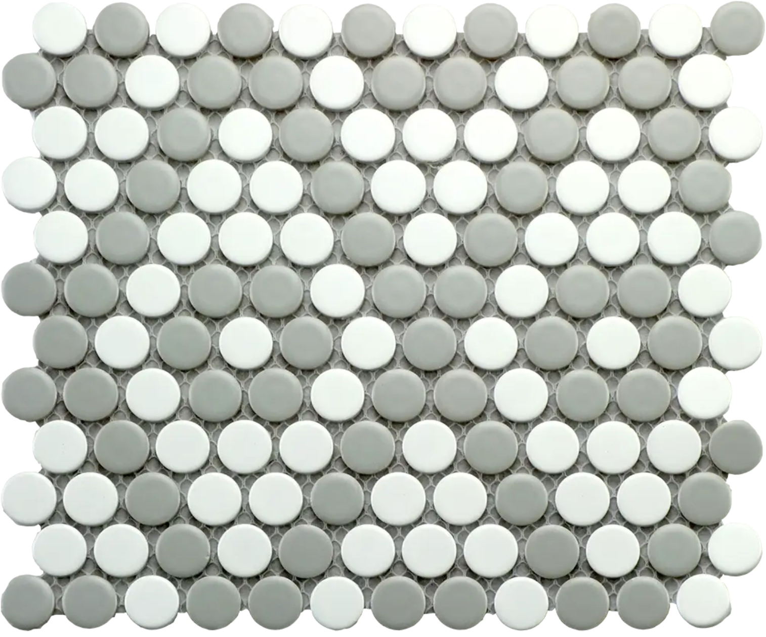Gray & White Matte Penny Round Mosaic 9"x10"