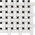 White & Black Matte Basket Weave Mosaic 12"x12"