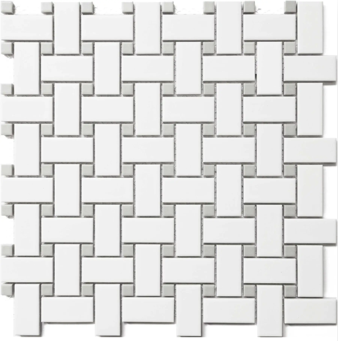 Gray & White Matte Basket Weave Mosaic 12"x12"