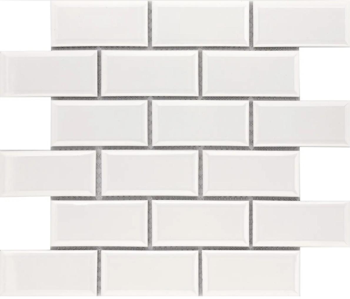 2"x4" White Bevel Brick Glossy Mosaic
