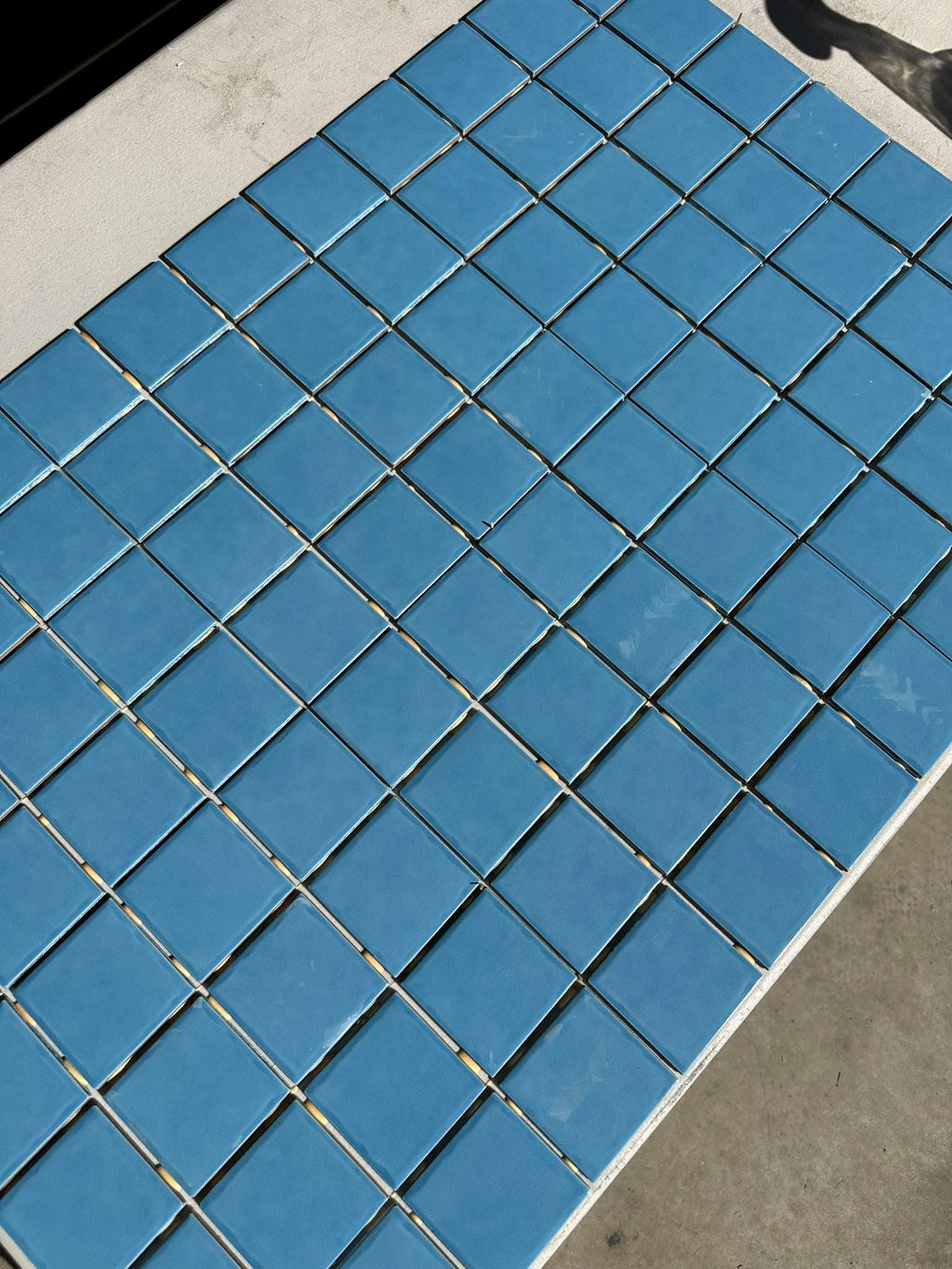 Light Blue Glossy Pool Tile Porcelain Mosaic on 12x12 Sheet
