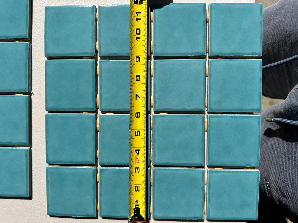 Teal Blue Glossy Pool Tile Porcelain Mosaic on 12x12 Sheet