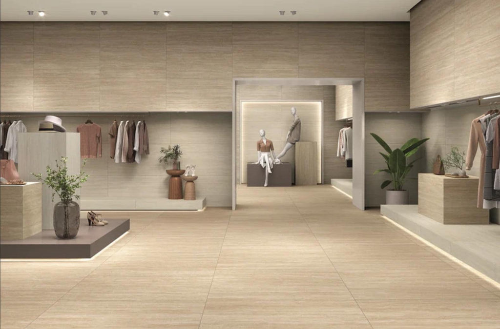 24x48 Travertine Ivory Vein Cut Porcelain Tile Large Format Matte or Polished Finished