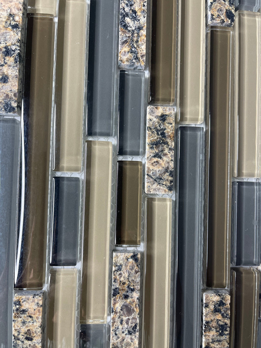 Tropical Brown Granite Stone & Glass Mix Mosaic
