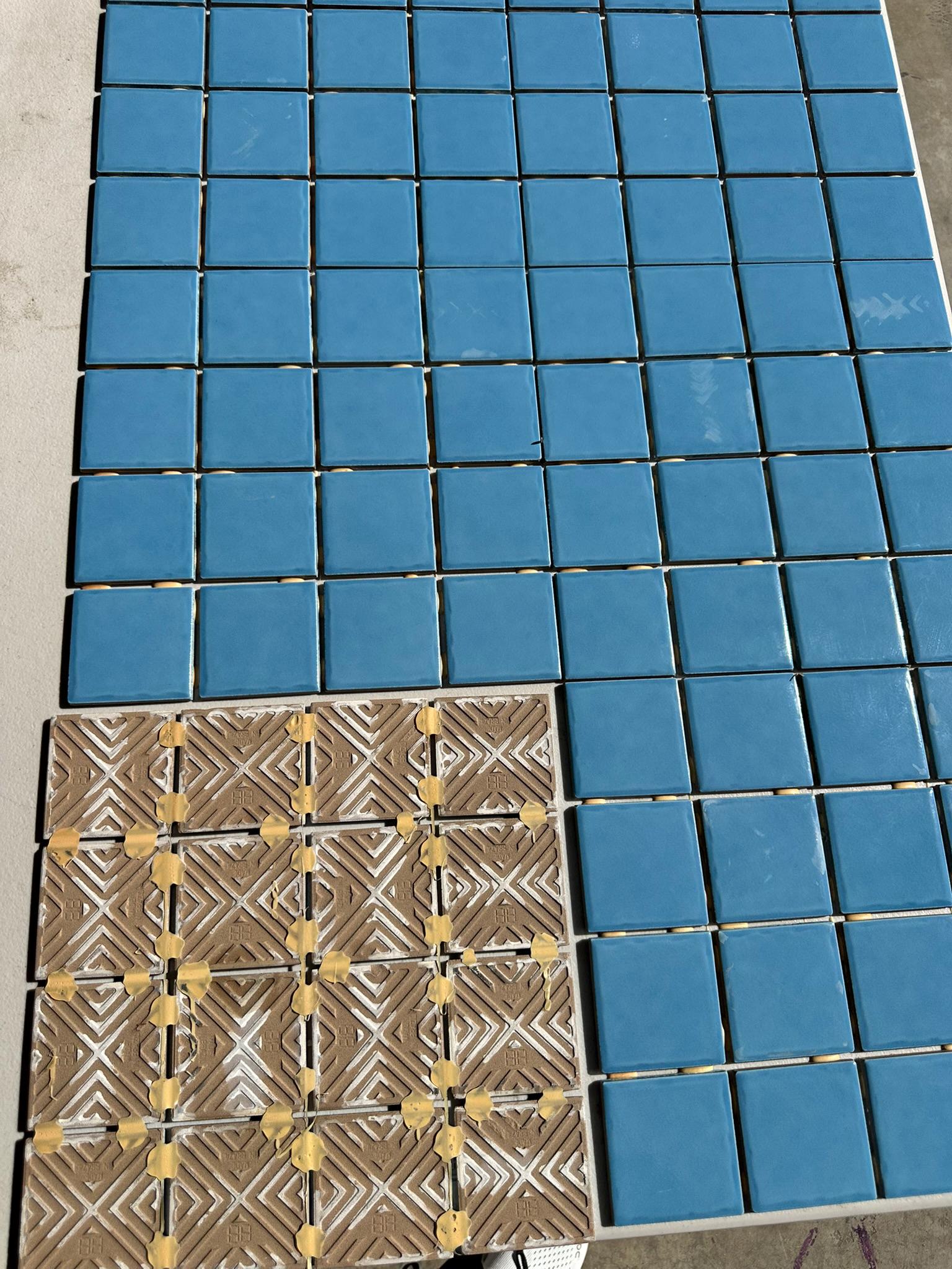 Light Blue Glossy Pool Tile Porcelain Mosaic on 12x12 Sheet