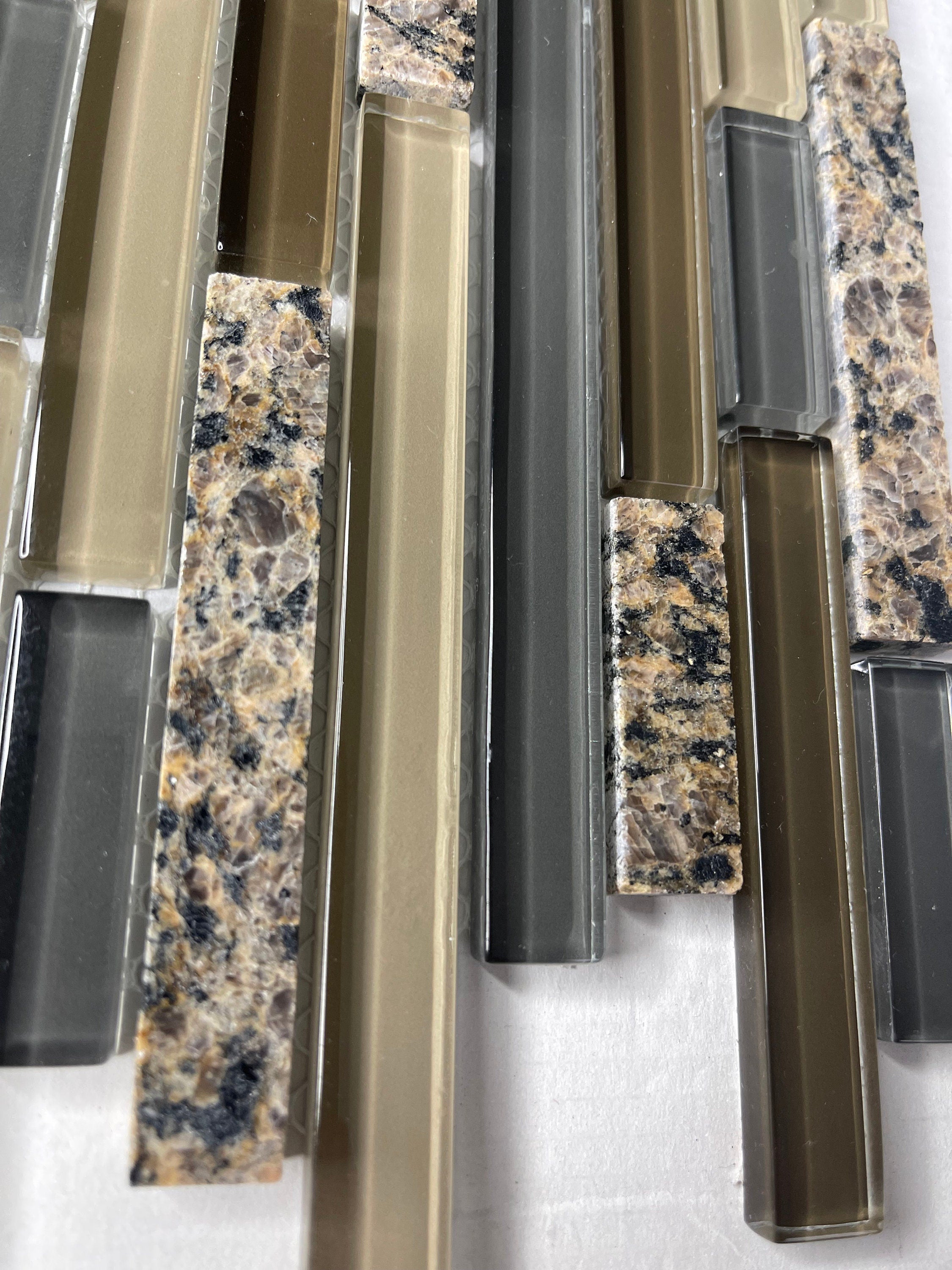 Tropical Brown Granite Stone & Glass Mix Mosaic