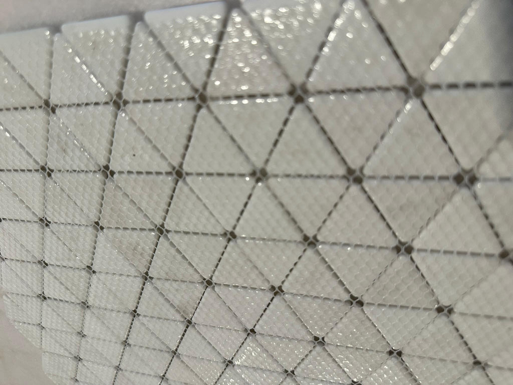 3D White Triangle Matte and Glossy Mixed Mosaic Glass