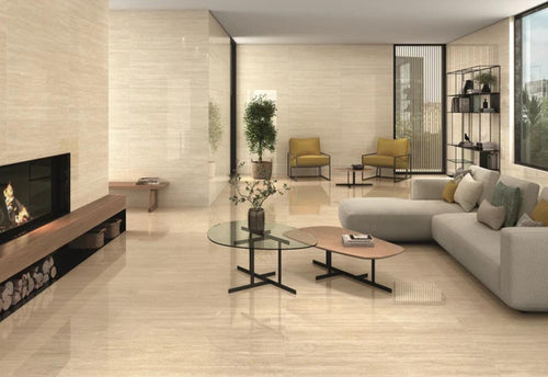 24x48 Travertine Ivory Vein Cut Porcelain Tile Large Format Matte or Polished Finished