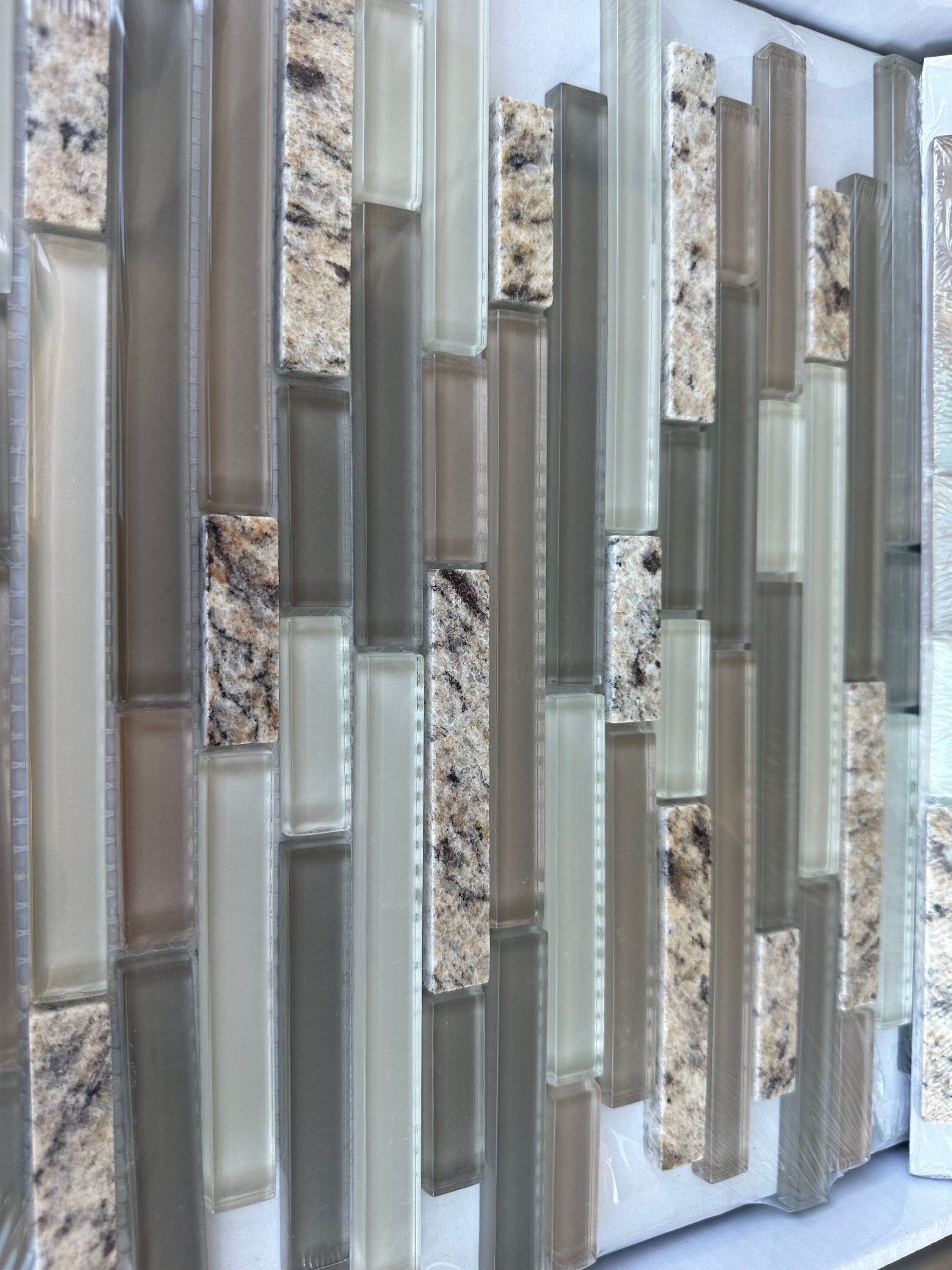Desert Gold Granite Stone & Glass Mix Mosaic