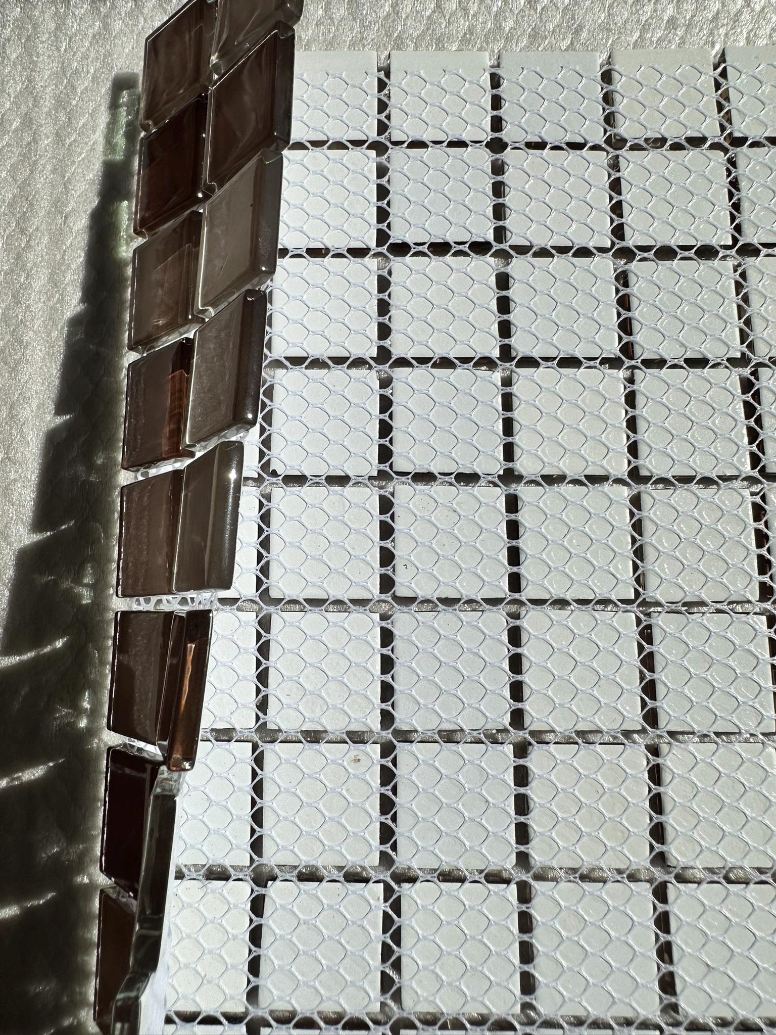 Light Pink Mixed Glass Mosaic 1x1 on a 12x12 Meshed sheet