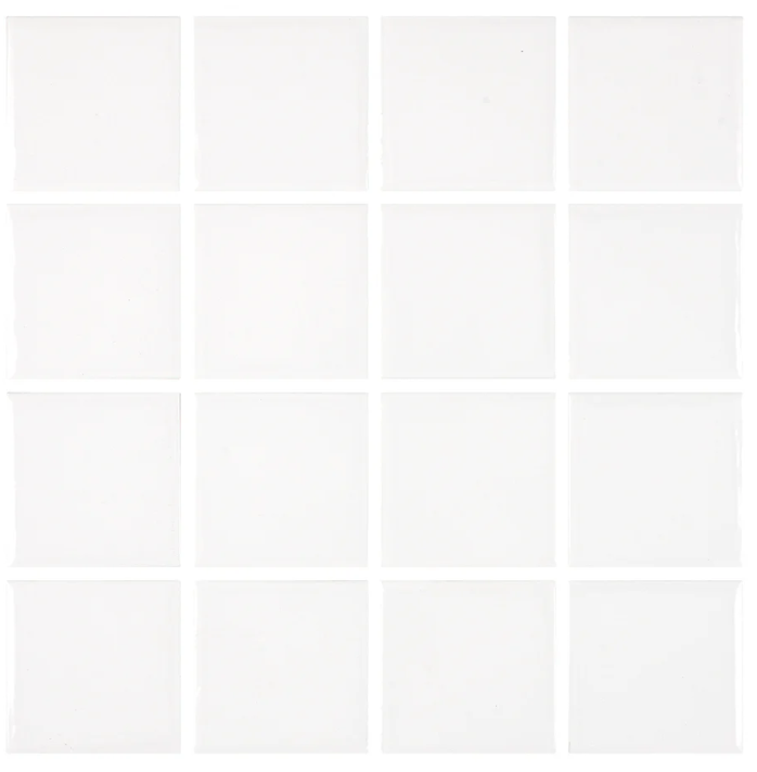 White Glossy Pool Tile Porcelain Mosaic on 12x12 Sheet