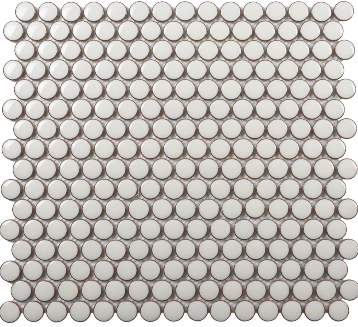Pearl White Glossy Penny Round Mosaic 12"x12"